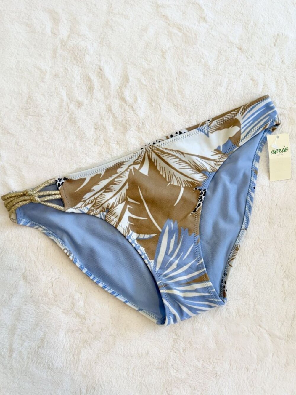 NWT Aerie Tropical Leaf Print Bikini Bottom - Size: Small